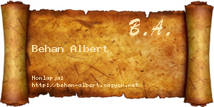 Behan Albert névjegykártya